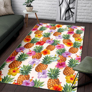 Hawaii Hibiscus Pineapple Pattern Print Area Rug GearFrost