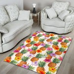 Hawaii Hibiscus Pineapple Pattern Print Area Rug GearFrost