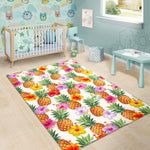 Hawaii Hibiscus Pineapple Pattern Print Area Rug GearFrost