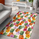 Hawaii Hibiscus Pineapple Pattern Print Area Rug GearFrost