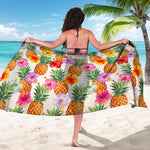 Hawaii Hibiscus Pineapple Pattern Print Beach Sarong Wrap