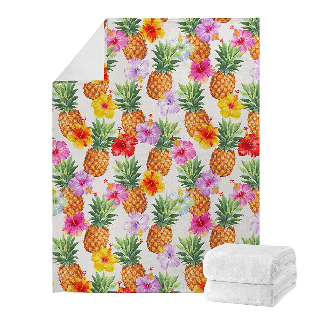 Hawaii Hibiscus Pineapple Pattern Print Blanket