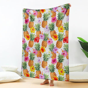 Hawaii Hibiscus Pineapple Pattern Print Blanket