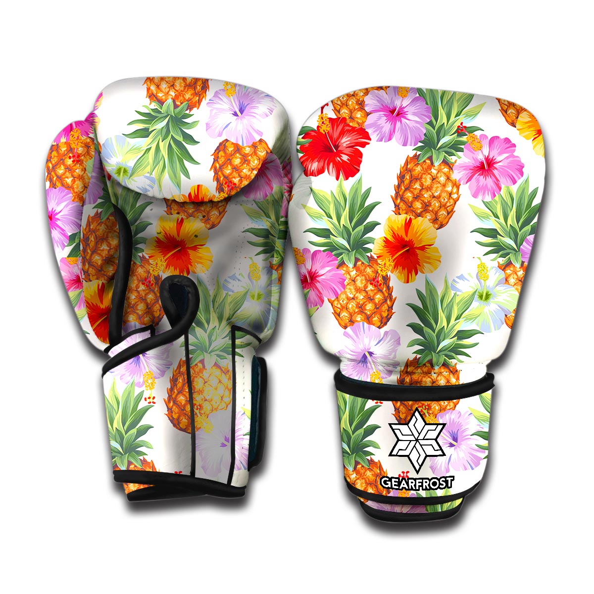 Hawaii Hibiscus Pineapple Pattern Print Boxing Gloves