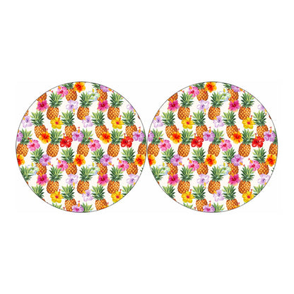 Hawaii Hibiscus Pineapple Pattern Print Car Coasters