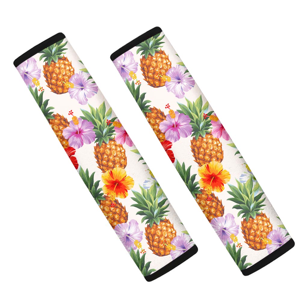 Hawaii Hibiscus Pineapple Pattern Print Car Seat Belt Covers