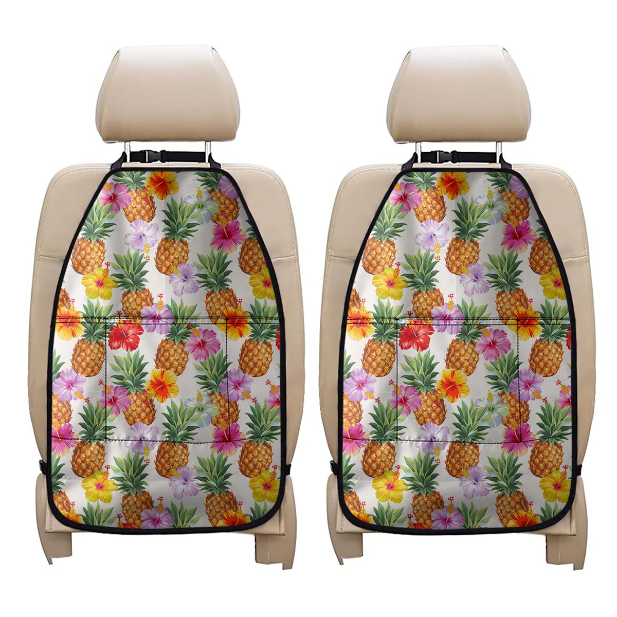 Hawaii Hibiscus Pineapple Pattern Print Car Seat Organizers