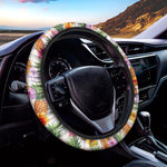 Hawaii Hibiscus Pineapple Pattern Print Car Steering Wheel Cover