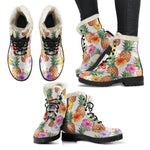 Hawaii Hibiscus Pineapple Pattern Print Comfy Boots GearFrost