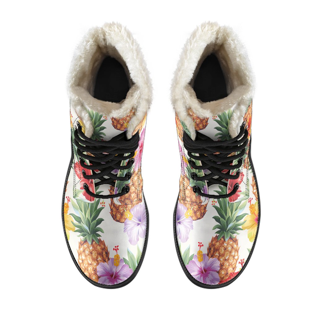 Hawaii Hibiscus Pineapple Pattern Print Comfy Boots GearFrost