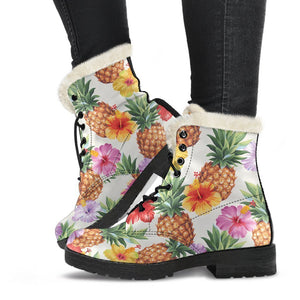 Hawaii Hibiscus Pineapple Pattern Print Comfy Boots GearFrost
