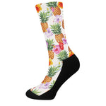 Hawaii Hibiscus Pineapple Pattern Print Crew Socks