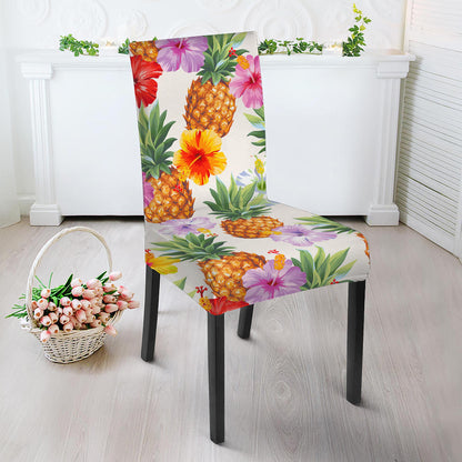 Hawaii Hibiscus Pineapple Pattern Print Dining Chair Slipcover
