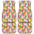 Hawaii Hibiscus Pineapple Pattern Print Front and Back Car Floor Mats