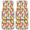 Hawaii Hibiscus Pineapple Pattern Print Front and Back Car Floor Mats