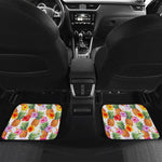 Hawaii Hibiscus Pineapple Pattern Print Front and Back Car Floor Mats