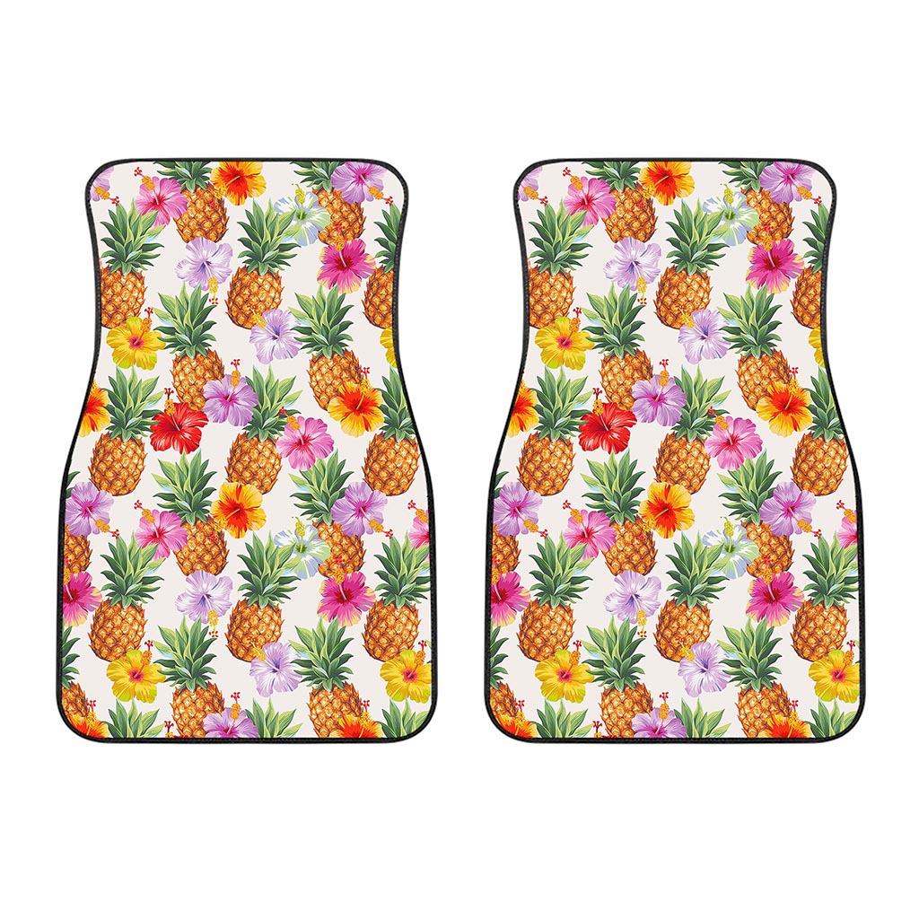 Hawaii Hibiscus Pineapple Pattern Print Front Car Floor Mats