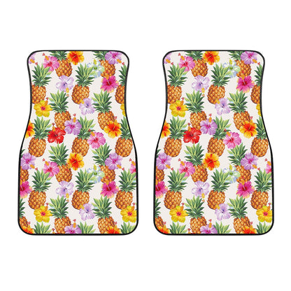 Hawaii Hibiscus Pineapple Pattern Print Front Car Floor Mats