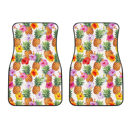Hawaii Hibiscus Pineapple Pattern Print Front Car Floor Mats