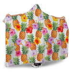 Hawaii Hibiscus Pineapple Pattern Print Hooded Blanket