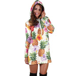 Hawaii Hibiscus Pineapple Pattern Print Hoodie Dress GearFrost