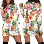 Hawaii Hibiscus Pineapple Pattern Print Hoodie Dress GearFrost