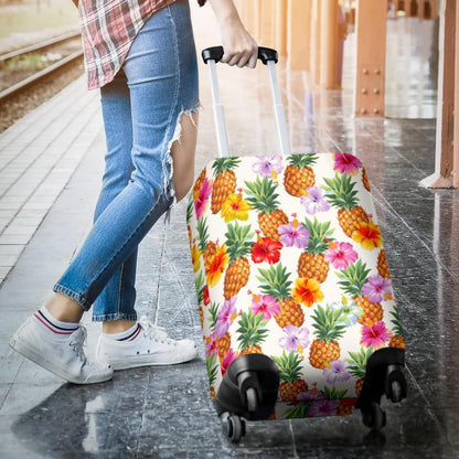 Hawaii Hibiscus Pineapple Pattern Print Luggage Cover GearFrost