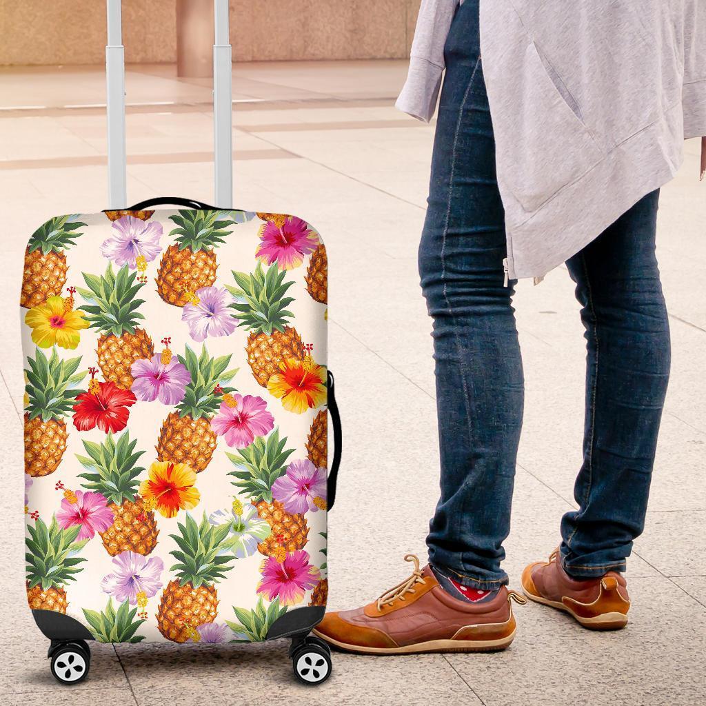 Hawaii Hibiscus Pineapple Pattern Print Luggage Cover GearFrost