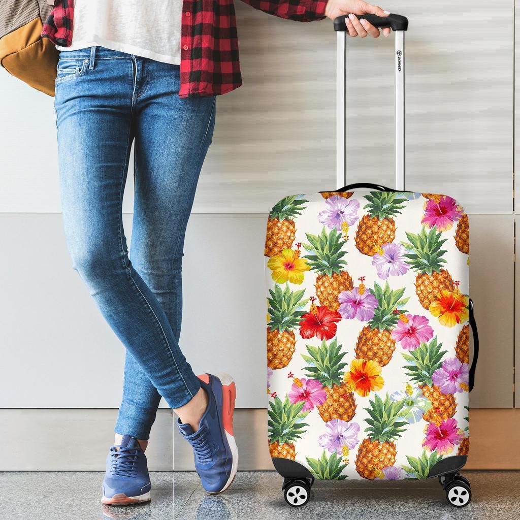Hawaii Hibiscus Pineapple Pattern Print Luggage Cover GearFrost