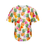 Hawaii Hibiscus Pineapple Pattern Print Men's Baseball Jersey