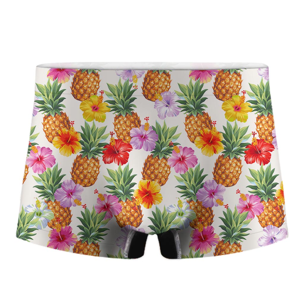 Hawaii Hibiscus Pineapple Pattern Print Men's Boxer Briefs