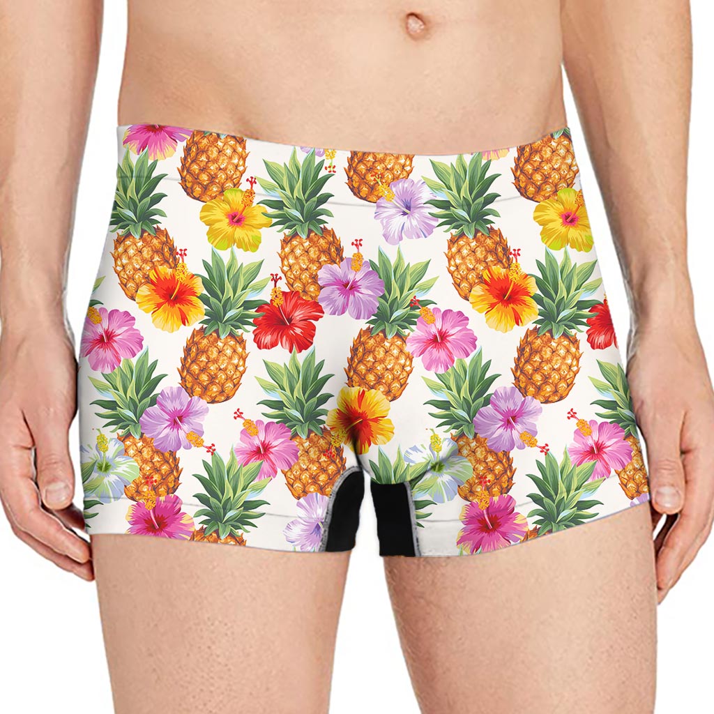 Hawaii Hibiscus Pineapple Pattern Print Men's Boxer Briefs