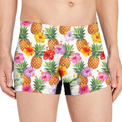 Hawaii Hibiscus Pineapple Pattern Print Men's Boxer Briefs