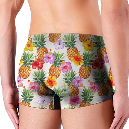 Hawaii Hibiscus Pineapple Pattern Print Men's Boxer Briefs