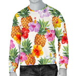 Hawaii Hibiscus Pineapple Pattern Print Men's Crewneck Sweatshirt GearFrost