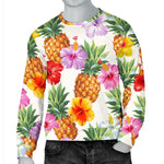 Hawaii Hibiscus Pineapple Pattern Print Men's Crewneck Sweatshirt GearFrost