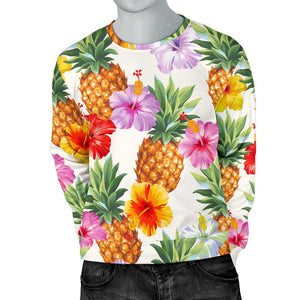 Hawaii Hibiscus Pineapple Pattern Print Men's Crewneck Sweatshirt GearFrost