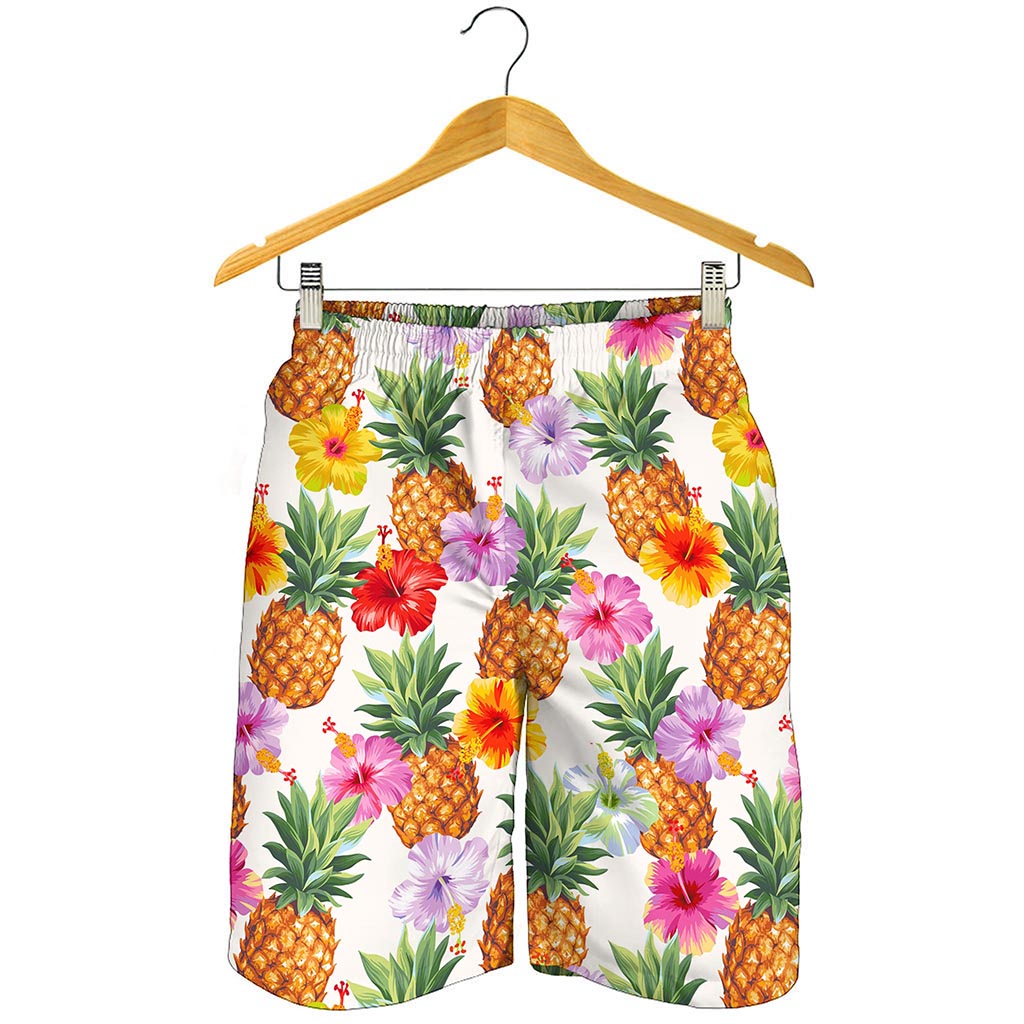 Hawaii Hibiscus Pineapple Pattern Print Men's Shorts