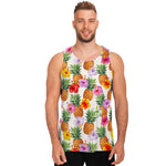 Hawaii Hibiscus Pineapple Pattern Print Men's Tank Top