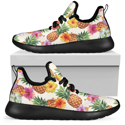 Hawaii Hibiscus Pineapple Pattern Print Mesh Knit Shoes GearFrost