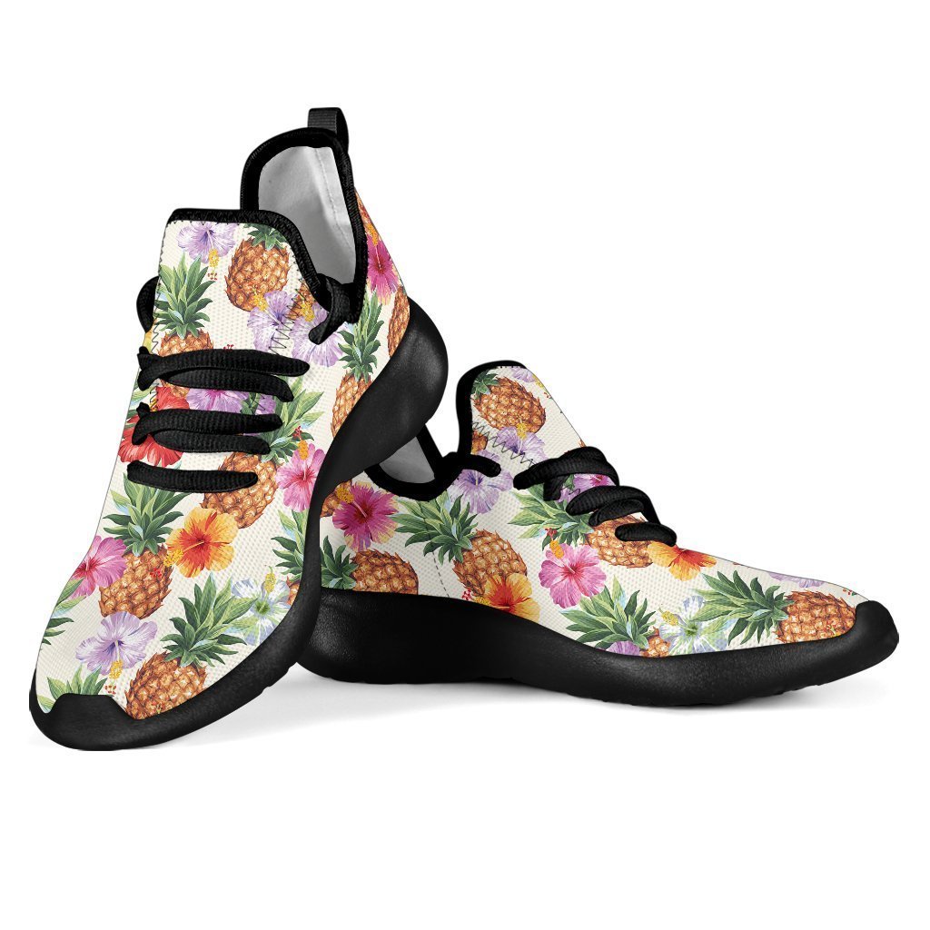 Hawaii Hibiscus Pineapple Pattern Print Mesh Knit Shoes GearFrost