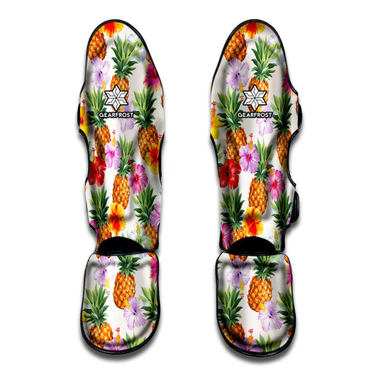 Hawaii Hibiscus Pineapple Pattern Print Muay Thai Shin Guard