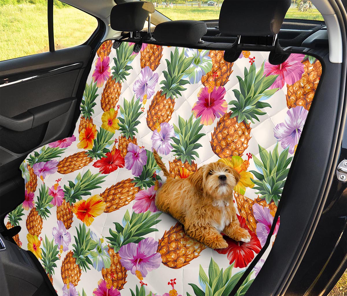 Hawaii Hibiscus Pineapple Pattern Print Pet Car Back Seat Cover