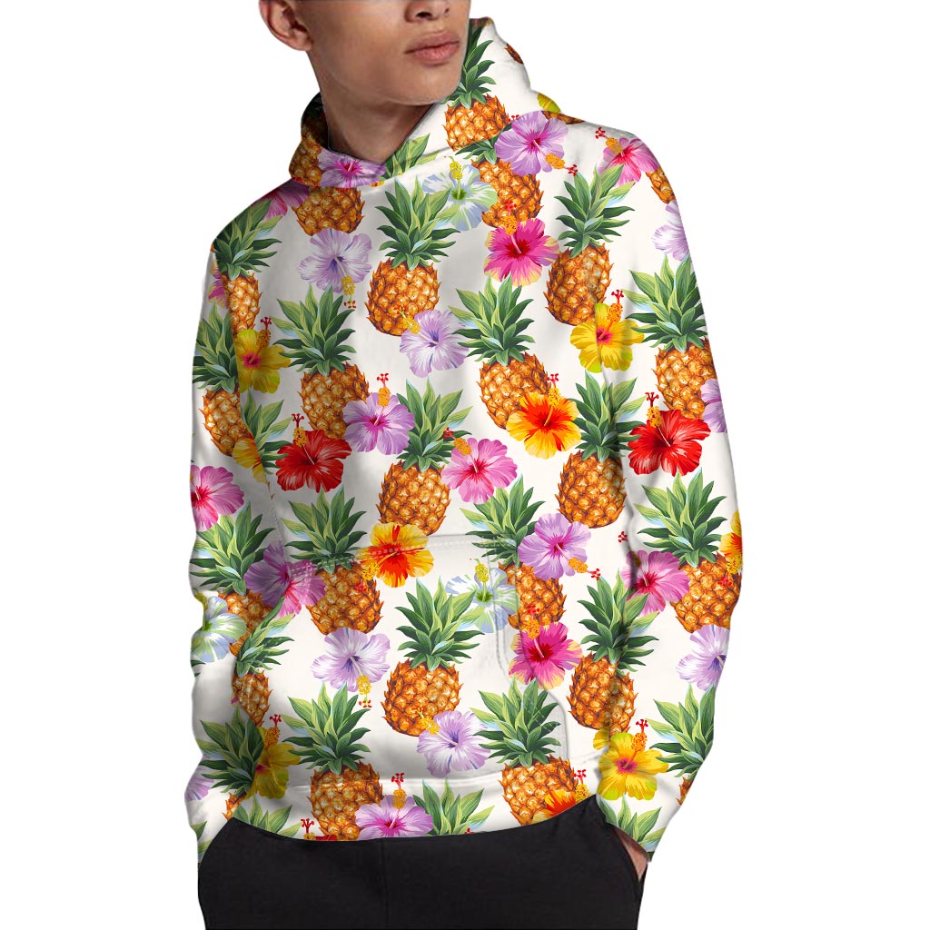 Hawaii Hibiscus Pineapple Pattern Print Pullover Hoodie