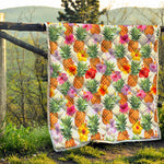 Hawaii Hibiscus Pineapple Pattern Print Quilt