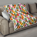 Hawaii Hibiscus Pineapple Pattern Print Quilt