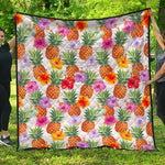 Hawaii Hibiscus Pineapple Pattern Print Quilt