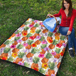 Hawaii Hibiscus Pineapple Pattern Print Quilt