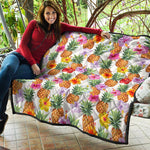 Hawaii Hibiscus Pineapple Pattern Print Quilt