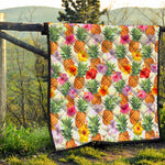 Hawaii Hibiscus Pineapple Pattern Print Quilt